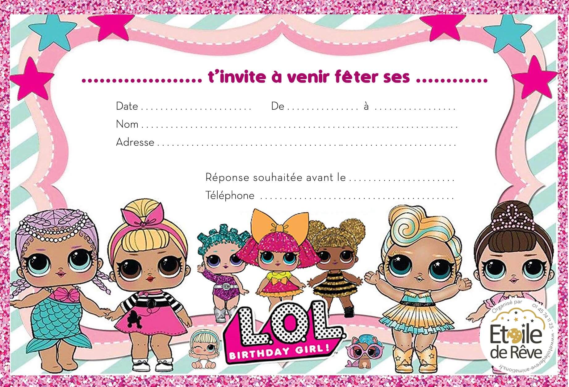 Invitation anniversaire pour fille à découvrir