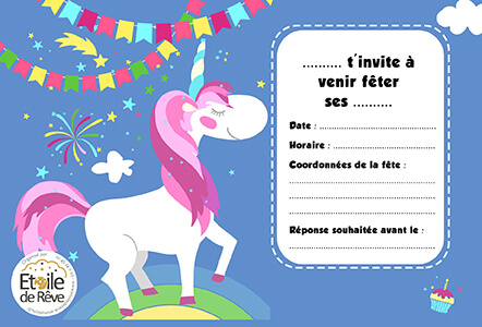 Invitation anniversaire licorne - Invitation anniversaire fille