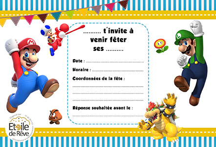 Modèle Invitation Fête D'anniversaire Mario